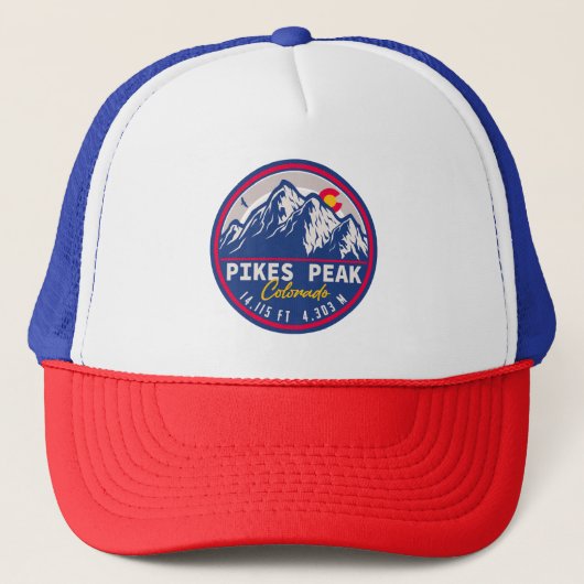 Pikes Peak Colorado Mountain Camping Hiking Trucker Pet (Voorkant)