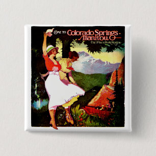 Pikes Peak Colorado Poster 1919 Vierkante Button 5,1 Cm