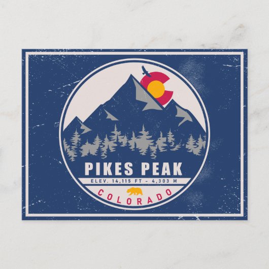 Pikes Peak Colorado Retro Sunset Souvenirs 80s Briefkaart (Voorkant)