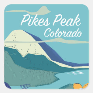 Pikes Peak Colorado vintage stijl reisposter Vierkante Sticker