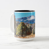 Pikes Peak in Garden of the Gods Tweekleurige Koffiemok (Voorkant links)