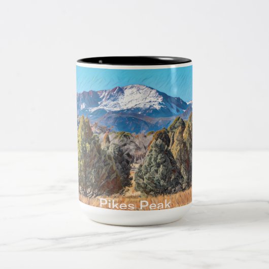 Pikes Peak in Garden of the Gods Tweekleurige Koffiemok (Center)