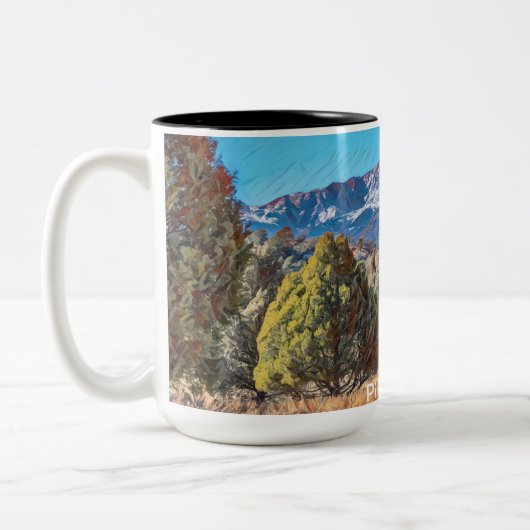 Pikes Peak in Garden of the Gods Tweekleurige Koffiemok (Links)