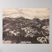 Pikes Peak Pen/Pencil Illustratie Poster (Voorkant)