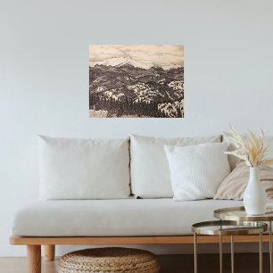 Pikes Peak Pen/Pencil Illustratie Poster