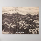Pikes Peak Pen/Potlood Illustratie Poster (Voorkant)