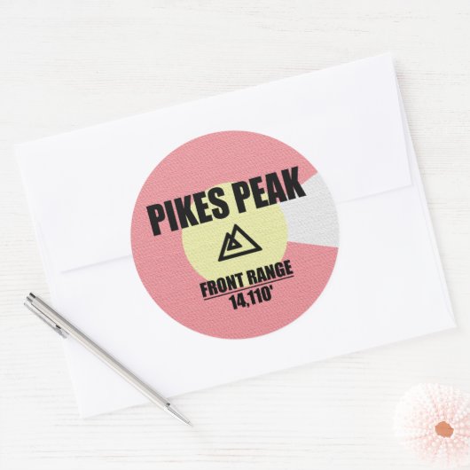 Pikes Peak Ronde Sticker (Envelop)