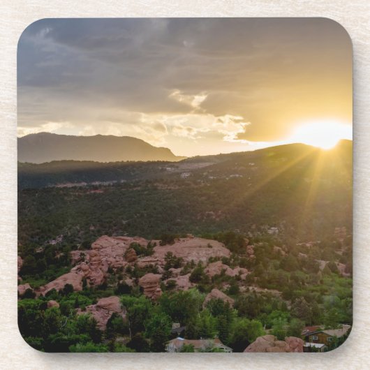 Pikes Peak Sunset Haze Onderzetters Set (Voorkant)