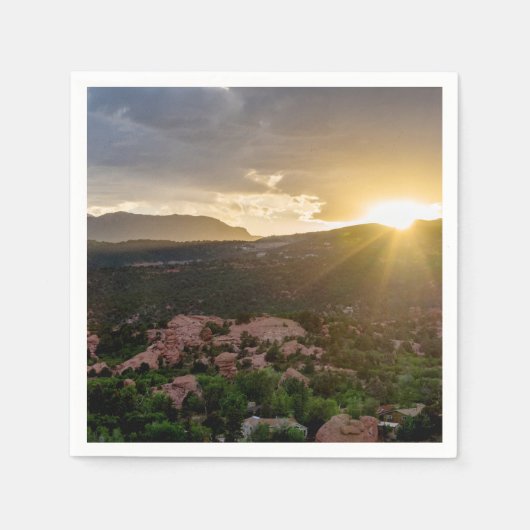 Pikes Peak Sunset Haze Papier Servet (Voorkant)