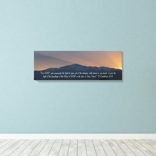 Pike's Peak Sunset met Bijbelvers Canvas Afdruk (Insitu (Houten vloer))