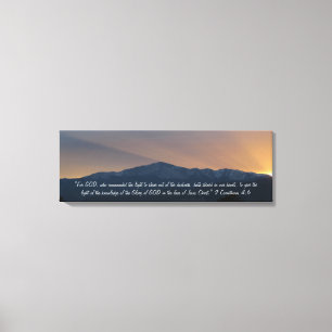 Pike's Peak Sunset met bijbelverse Canvas Afdruk