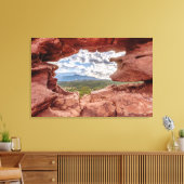 Pikes peak through a Rock Hole Canvas Afdruk (Insitu (Woonkamer))