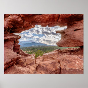 Pikes peak through a Rock Hole Poster