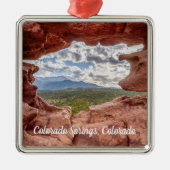 Pikes Peak Through A Rock Hole Square Ornament (Voorkant)