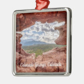 Pikes Peak Through A Rock Hole Square Ornament (Links)