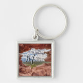 Pikes Peak Through A Rock Hole Square Sleutelhange Sleutelhanger (Voorkant)