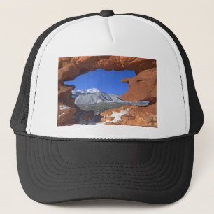 Pikes Peak through Sandstone Hole 01 Trucker Pet