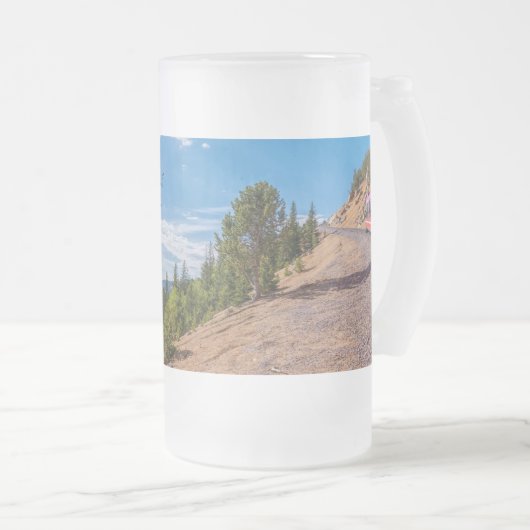 Pikes Peak Train Ride Frosted Beer Mok (Voorkant rechts)