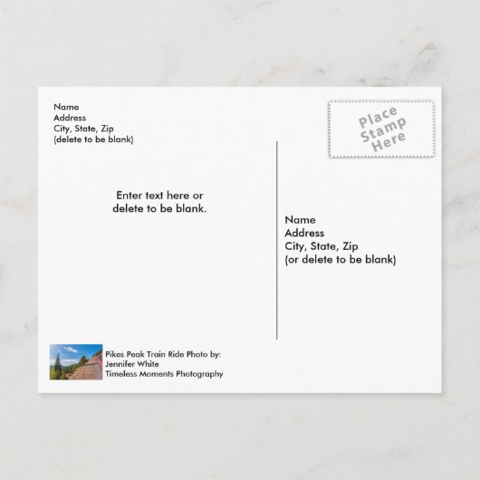 Pikes Peak Train Ride Post Kaart (Achterkant)