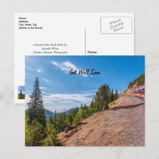 Pikes Peak Trein Rit Get Well Binnenkort Briefkaar Briefkaart (Voorkant / Achterkant)
