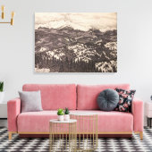 Pikes Peak Winter Landscape Pen/Pencil Drawing Canvas Afdruk (Insitu (Woonkamer))