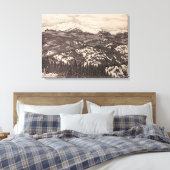 Pikes Peak Winter Landscape Pen/Pencil Drawing Canvas Afdruk (Insitu (Slaapkamer))