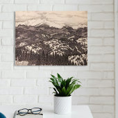 Pikes Peak Winter Landscape Pen/Pencil Drawing Canvas Afdruk