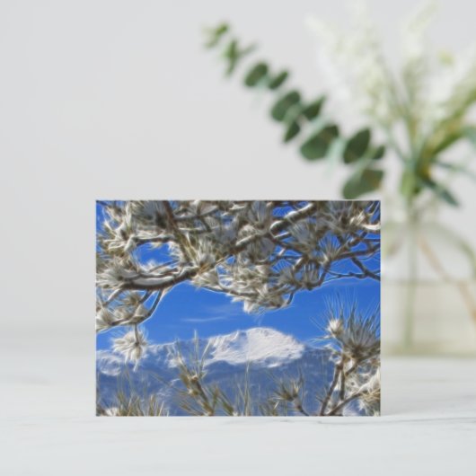 Pikes Peak Winter Snow Covered Fractal Art Briefkaart (Staand voorkant)