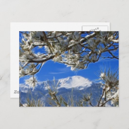 Pikes Peak Winter Snow Covered Fractal Art Briefkaart (Voorkant / Achterkant)