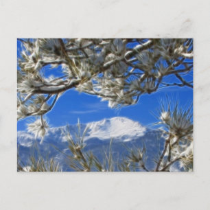 Pikes Peak Winter Snow Covered Fractal Art Briefkaart