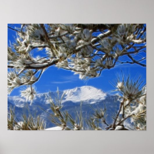 Pikes Peak Winter Snow Covered Fractal Art Poster (Voorkant)