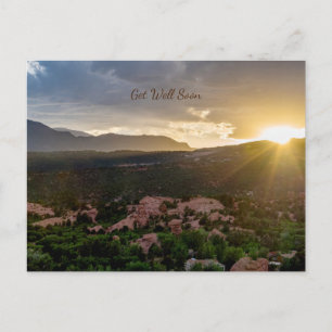 Pikes Peak Zonsondergang Nevel Herstel Ansichtkaar Briefkaart