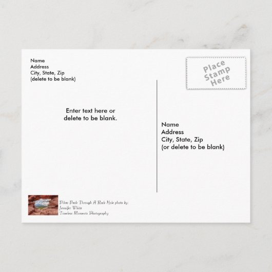 Pikes Peek Through a Rock Hole Briefkaart (Achterkant)