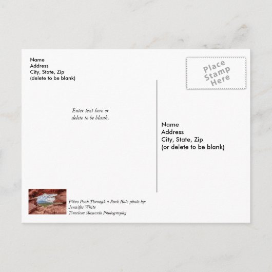 Pikes pieken door een rotskop die U denkt Briefkaart (Achterkant)