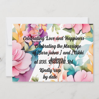 Pikidi Pu Bloemen Pastel Uitnodiging