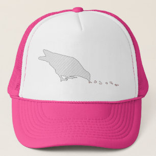pikorde, zwarte vogel en rode harten. trucker pet