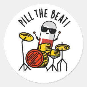 Pil de Beat Funny Medicine Pun Ronde Sticker