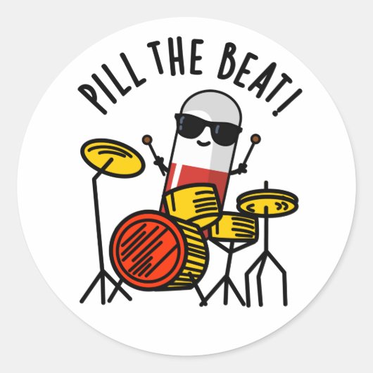 Pil de Beat Funny Medicine Pun Ronde Sticker (Voorkant)