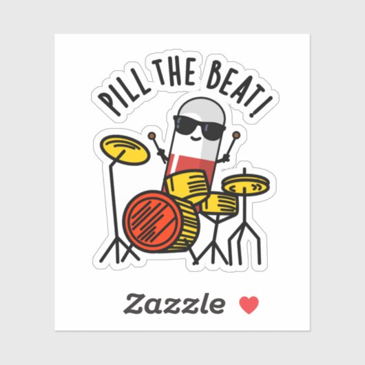 Pil de Beat Funny Medicine Pun Sticker (Vel)