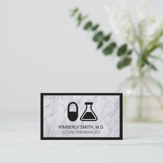 Pil en beaker | apotheker visitekaartje (Staand voorkant)