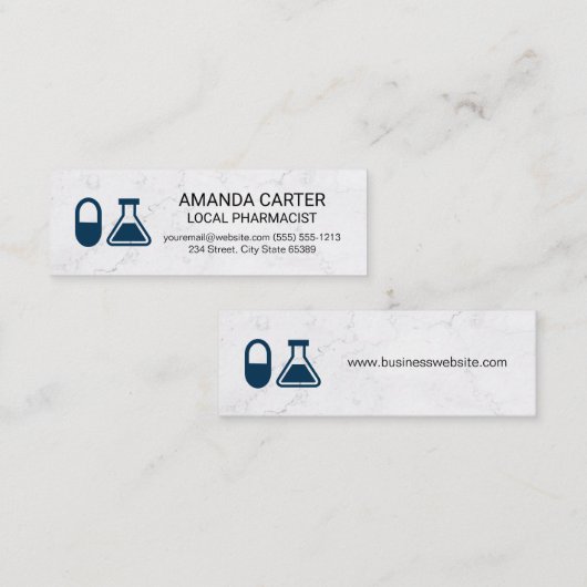Pil en beaker | Farmaceutisch Mini Visitekaartje (Voorkant / Achterkant)