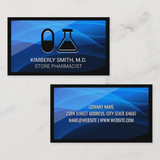 Pil en beaker | Farmaceutische wetenschap Visitekaartje (Voorkant / Achterkant)