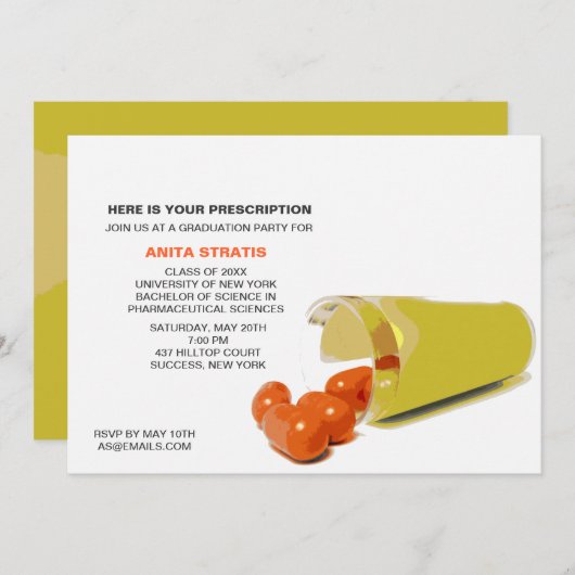 Pil Fles Pharmacist Afstuderen Invitation Kaart (Voorkant / Achterkant)