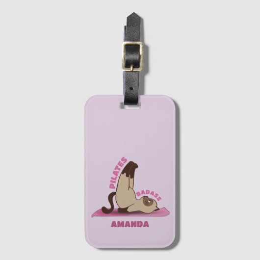 Pilates Badass Workout Kitty Cat Bagagelabel (Voorkant (verticaal))