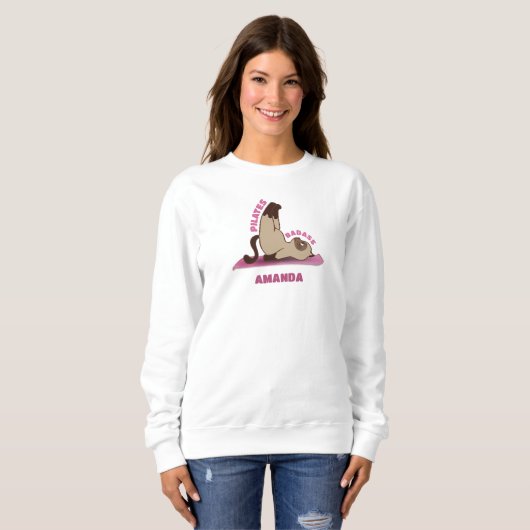 Pilates Badass Workout Kitty Cat Sweatshirt (Voorkant volledig)