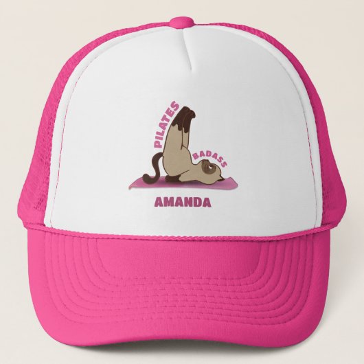 Pilates Badass Workout Kitty Cat Trucker Hoed Pet (Voorkant)