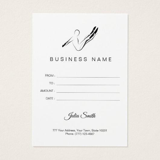 Pilates Boomerang pose Visitekaartje (Achterkant)