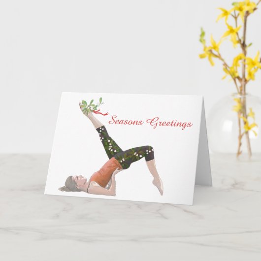 Pilates Christmas Kaart Fiets (Gele Bloem)