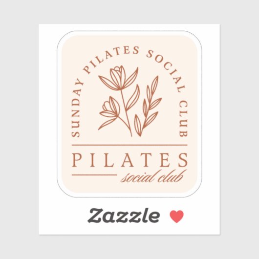 Pilates club zondag boho bloemen esthetiek sticker (Vel)