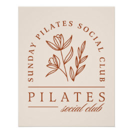 Pilates club zondag boho bloemenlotus esthetiek perfect poster